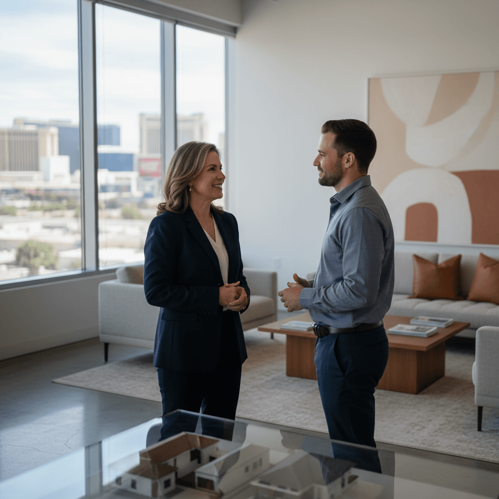 Agent consulting with client