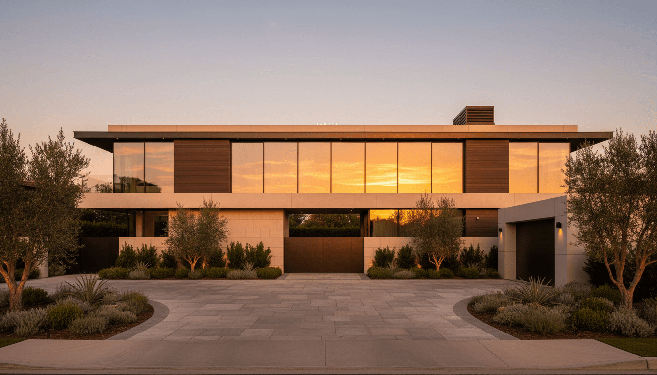 Luxury contemporary home in Las Vegas photographed at golden hour