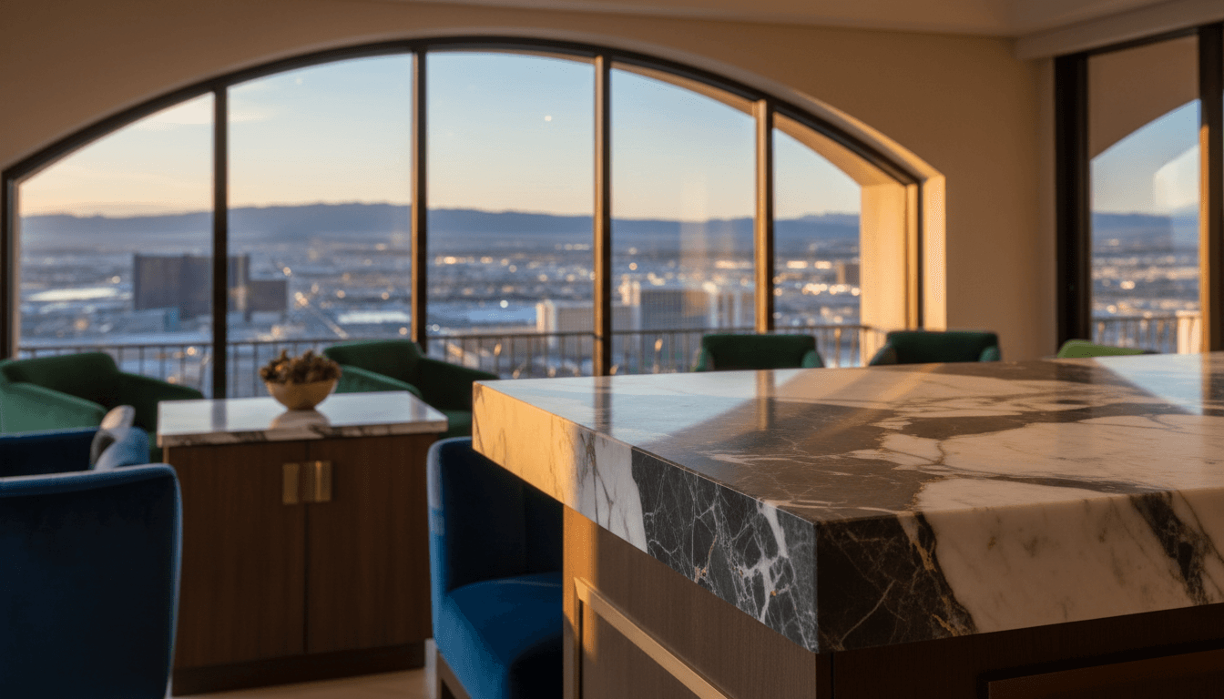Luxury interior detail showcasing premium finishes and valley views