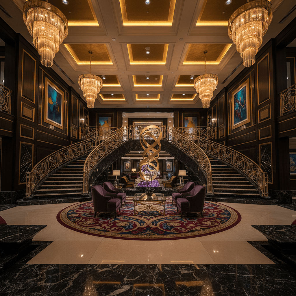 Luxury home foyer with grand staircase and high-end finishes