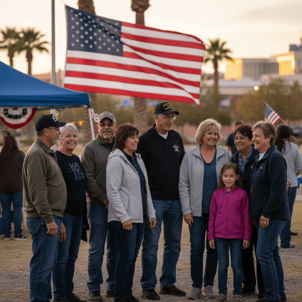 Veterans and families at community gathering