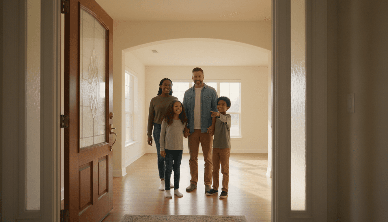 Veteran homeownership benefits article showing family in new Las Vegas home