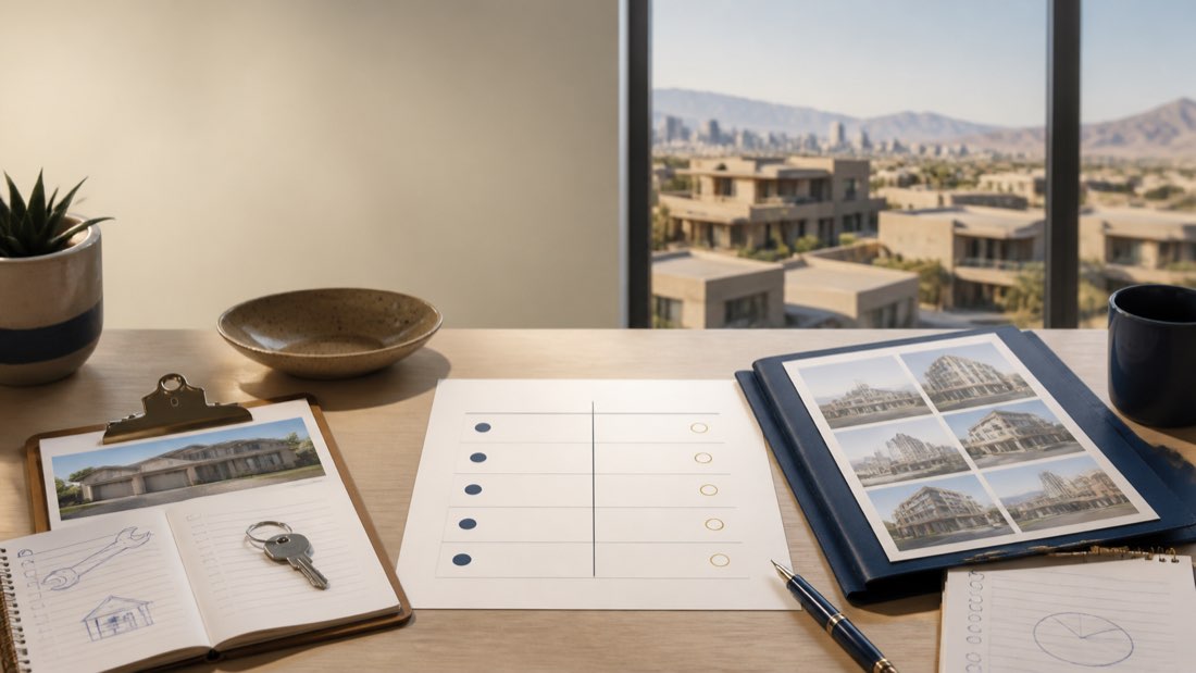 Decision grid comparing direct rental-property responsibilities with lower-control real-estate exposure.